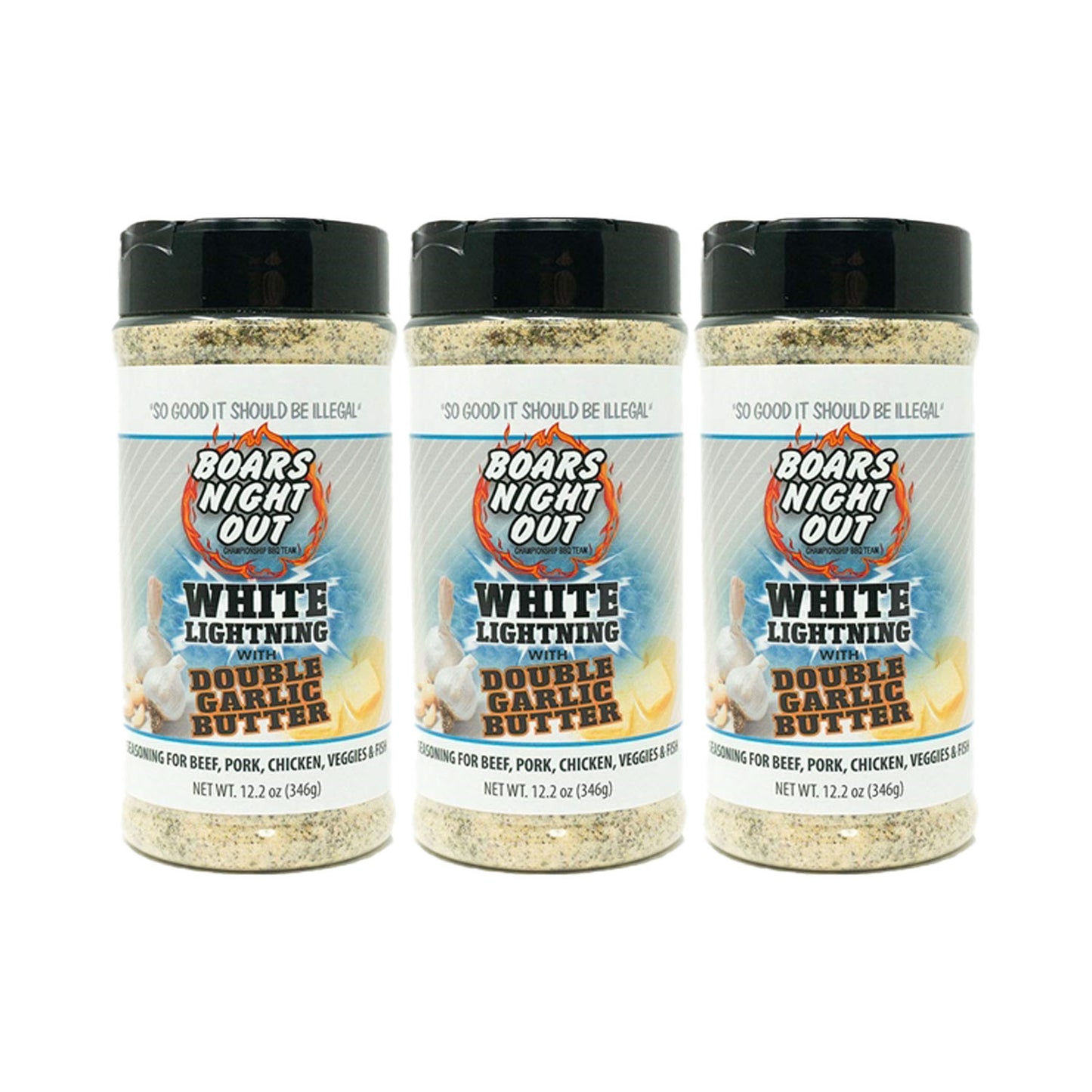 Boars Night Out White Lightning Double Garlic Butter - 3 Pack